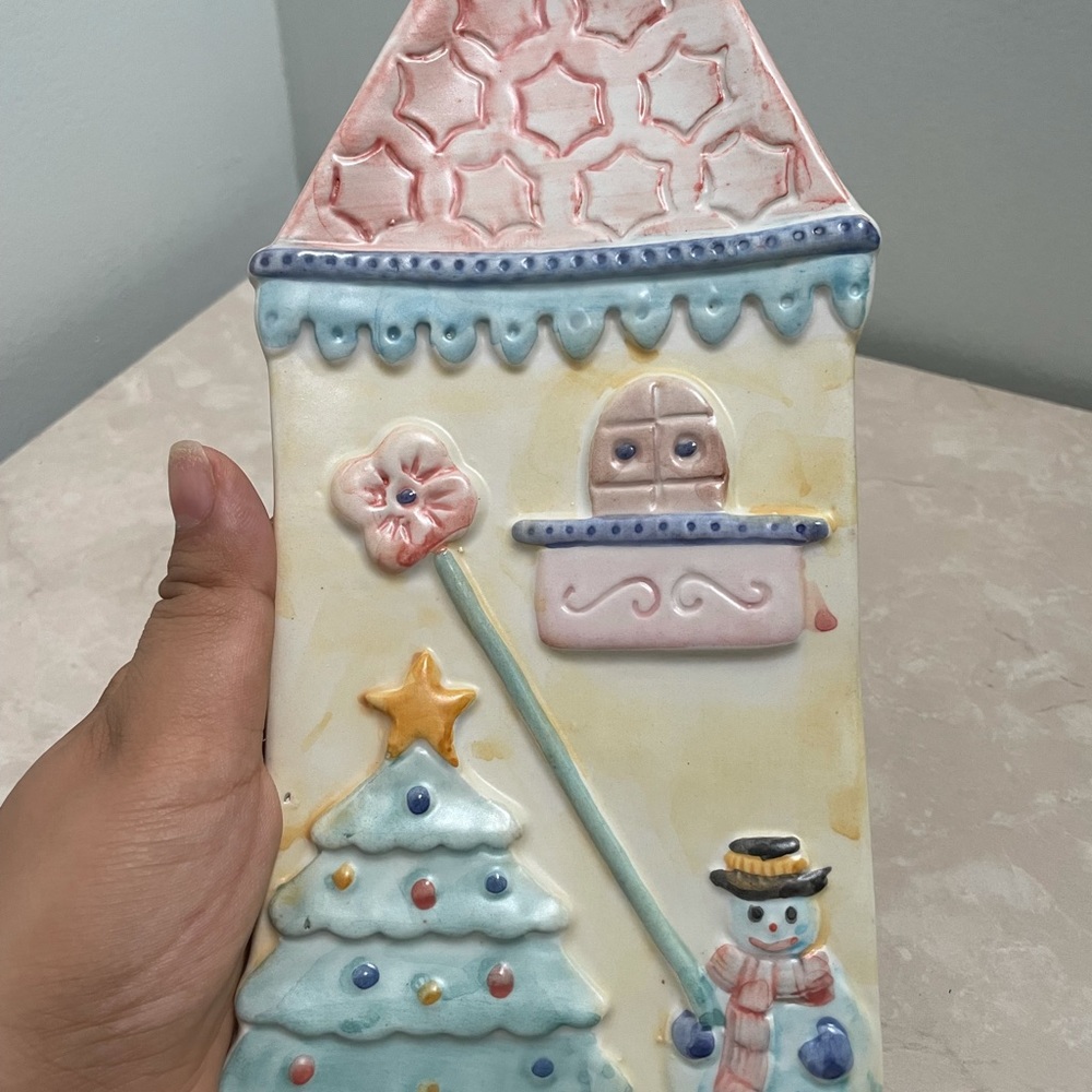 Italian Vintage HandPainted snowman cookie Christmas plater DISCOUNTED SHIPPING